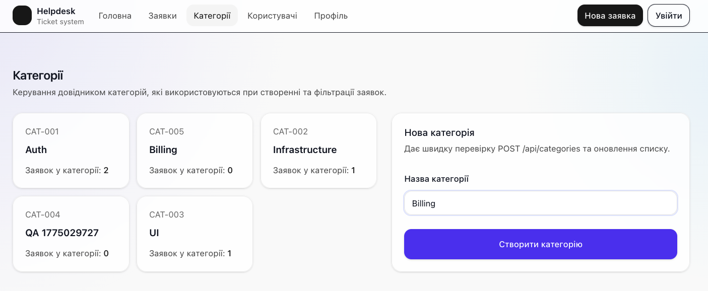 Створення нової категорії через UI