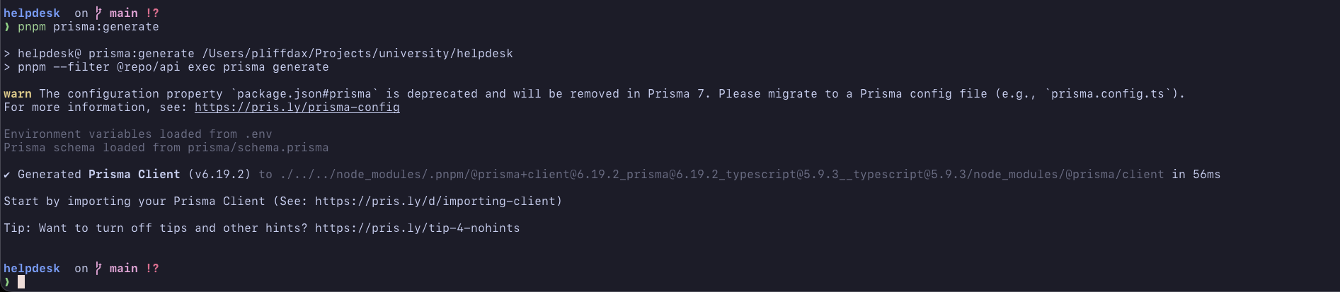 Генерація Prisma Client
