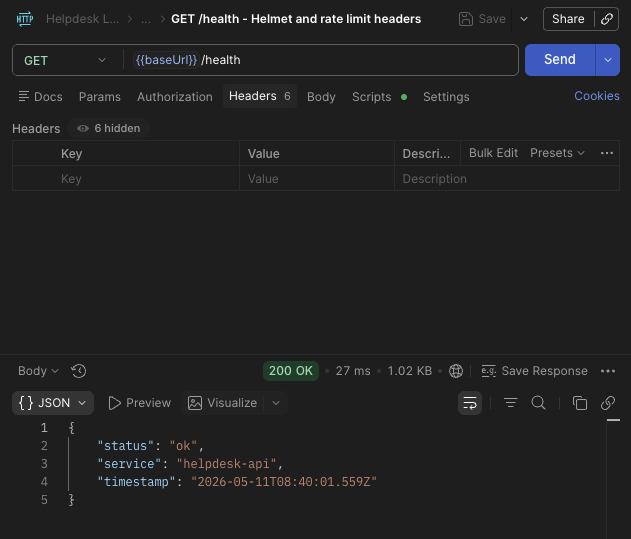 Security headers і rate limit headers у Postman