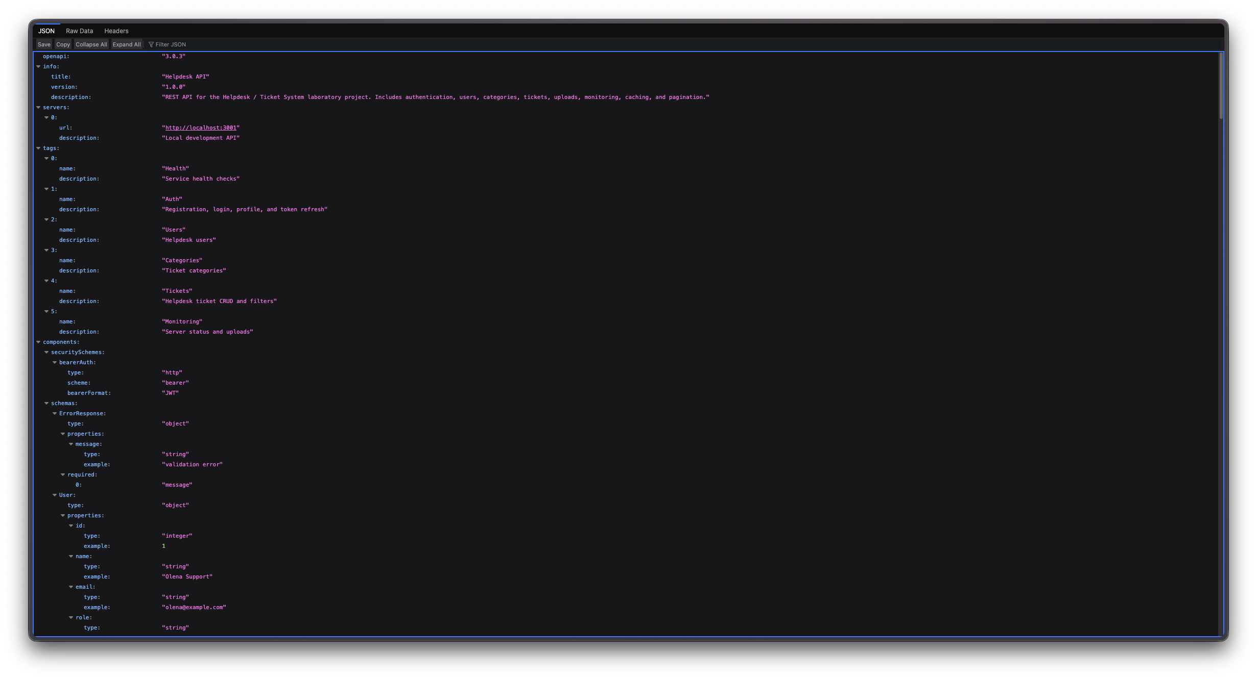 OpenAPI JSON документ